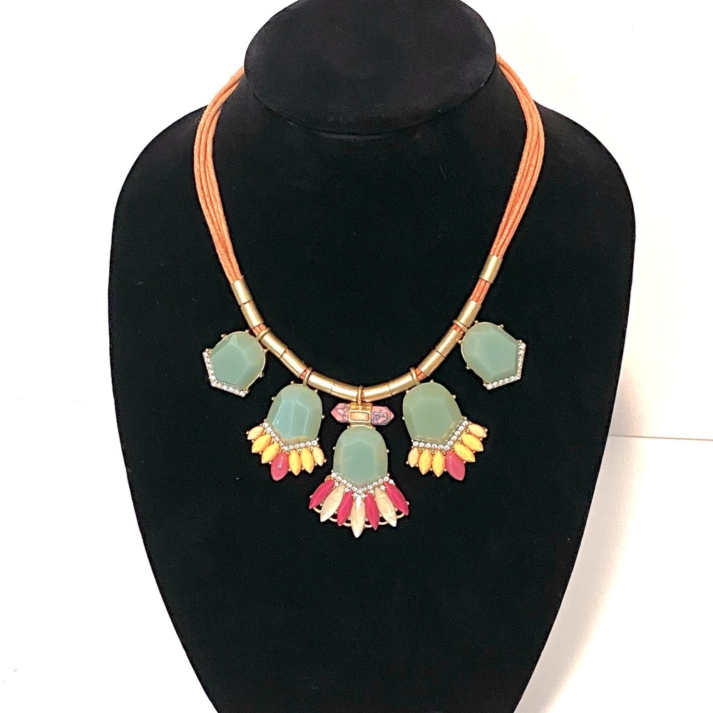 J. Crew green/peach chunky necklace 600